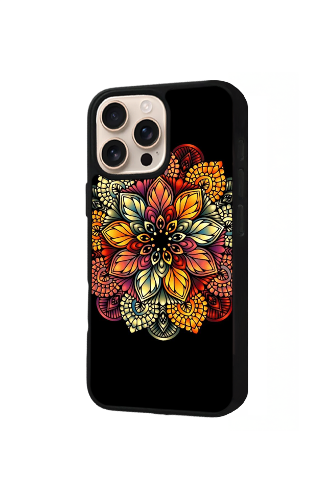 iPhone 16 Pro Uyumlu Mandala Tasarımlı Glossy Premium Kılıf