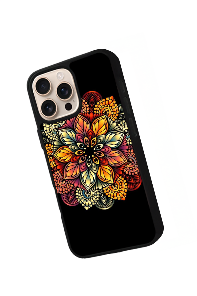 iPhone 16 Pro Uyumlu Mandala Tasarımlı Glossy Premium Kılıf