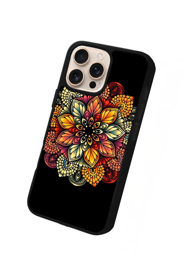 iPhone 16 Pro Uyumlu Mandala Tasarımlı Glossy Premium Kılıf