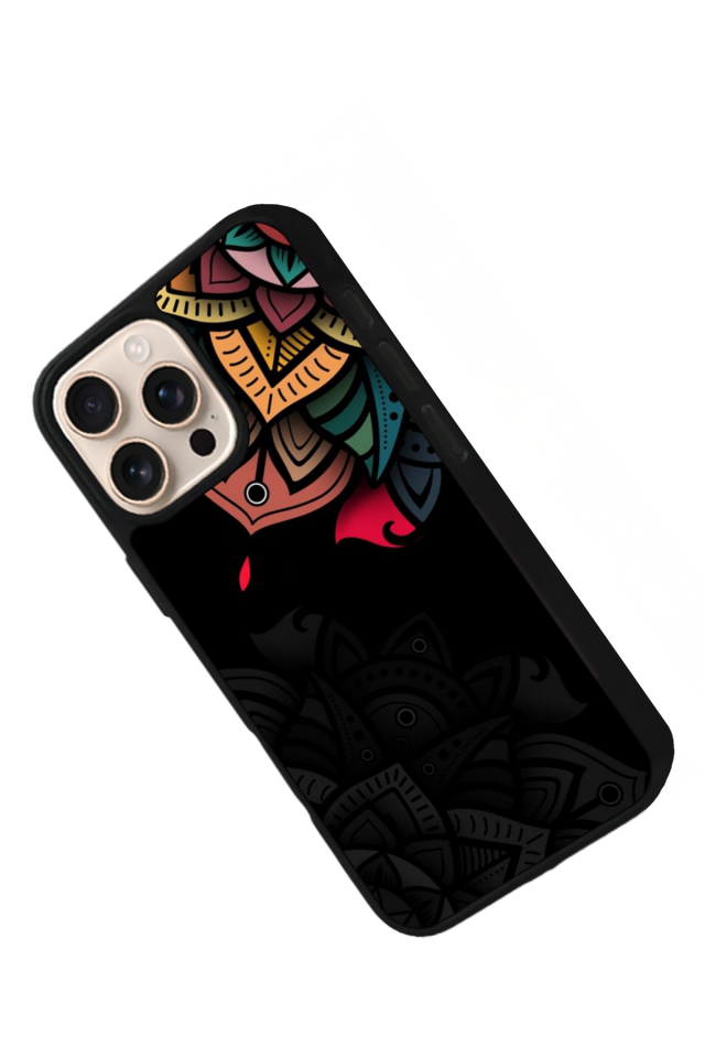 iPhone 16 Pro Uyumlu Mandala Tasarımlı Glossy Premium Kılıf