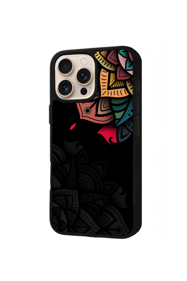 iPhone 16 Pro Uyumlu Mandala Tasarımlı Glossy Premium Kılıf