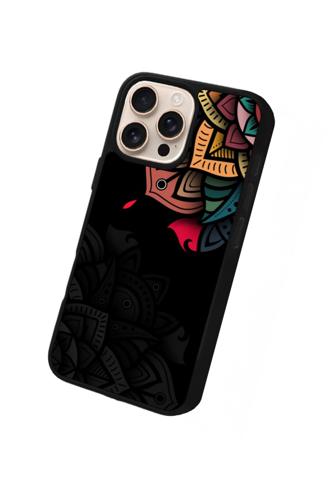 iPhone 16 Pro Uyumlu Mandala Tasarımlı Glossy Premium Kılıf