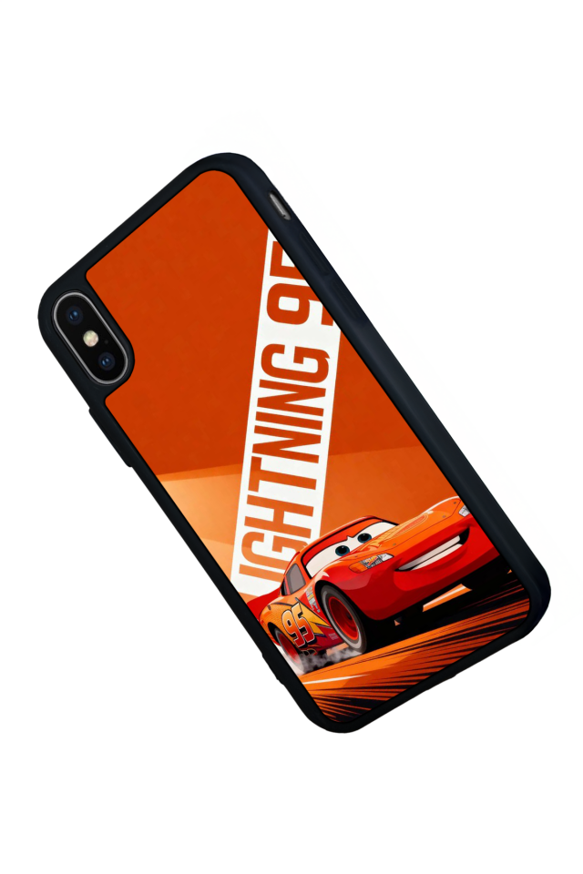 iPhone X/ XS Uyumlu Şimsek McQueen Tasarımlı Glossy Premium Kılıf