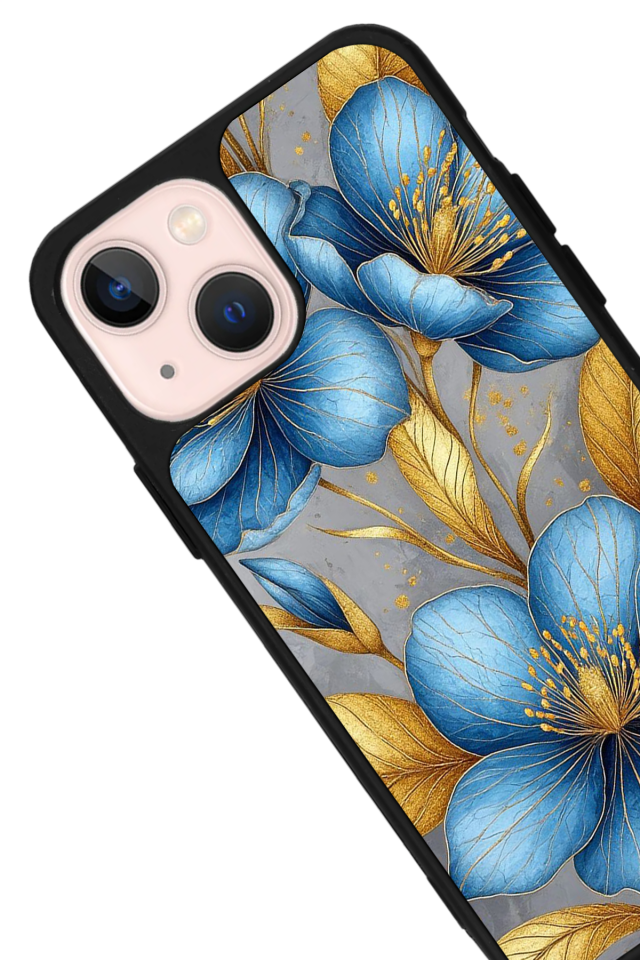 iPhone 13/14 Uyumlu Yaldizli Cicek Tasarımlı Glossy Premium Kılıf