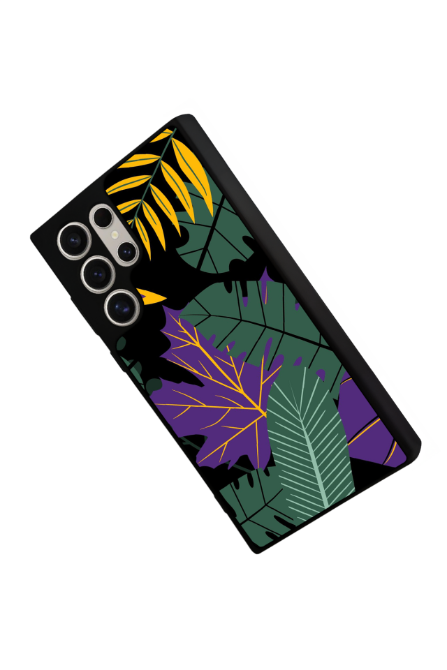 Samsung Galaxy S22 Ultra Uyumlu Botanik Tasarımlı Glossy Premium Kılıf