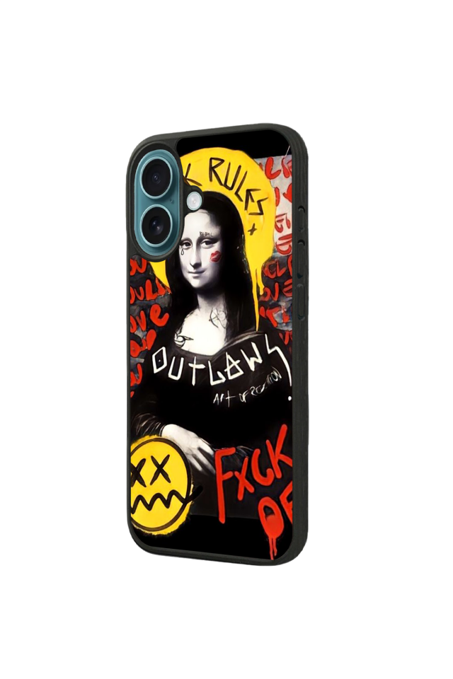 iPhone 16 Uyumlu Monalisa Tasarımlı Glossy Premium Kılıf