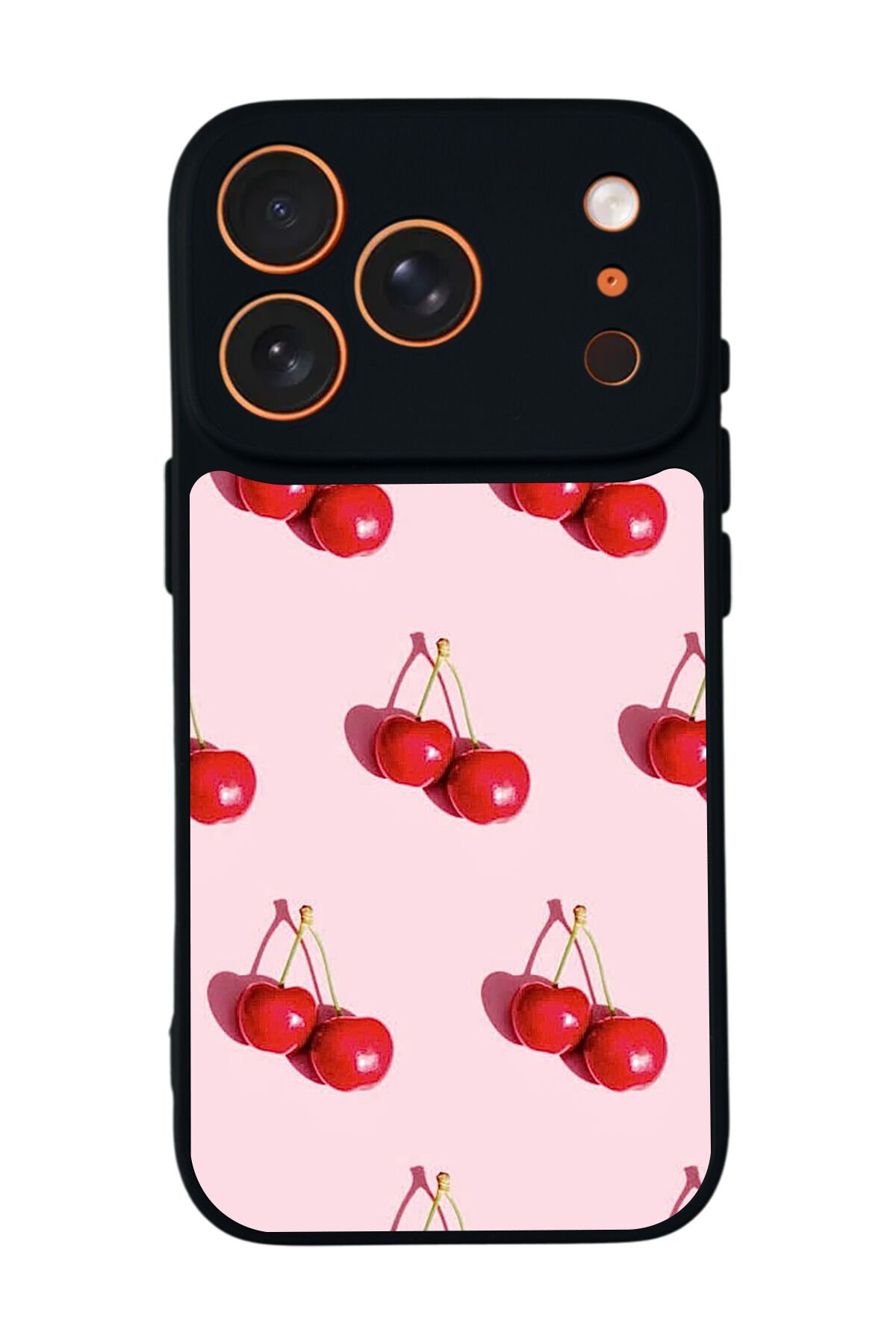 iPhone 17 Pro Uyumlu Kiraz Tasarımlı Glossy Premium Kılıf