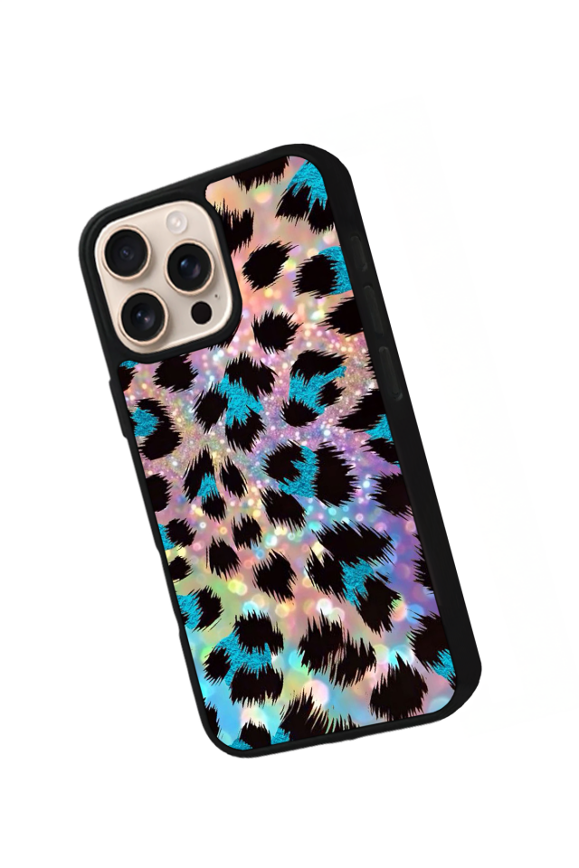 iPhone 15 Pro Max Uyumlu Hologram Leopar Tasarımlı Glossy Premium Kılıf