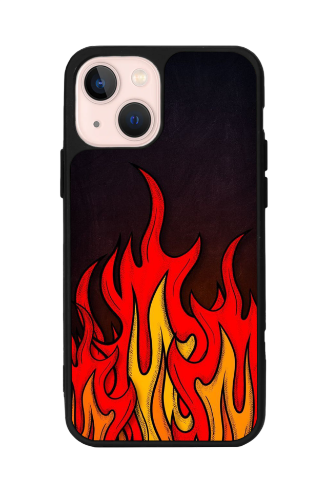 iPhone 15 Uyumlu Retro Flame Patterns Tasarımlı Glossy Premium Kılıf