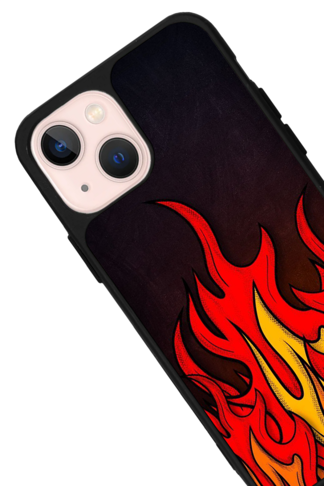 iPhone 15 Uyumlu Retro Flame Patterns Tasarımlı Glossy Premium Kılıf