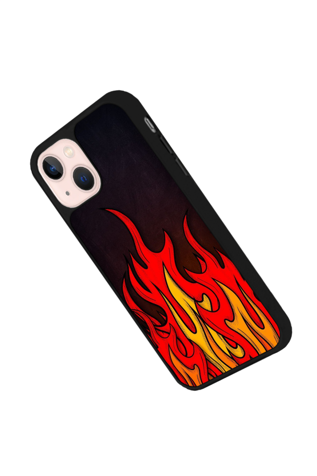 iPhone 15 Uyumlu Retro Flame Patterns Tasarımlı Glossy Premium Kılıf