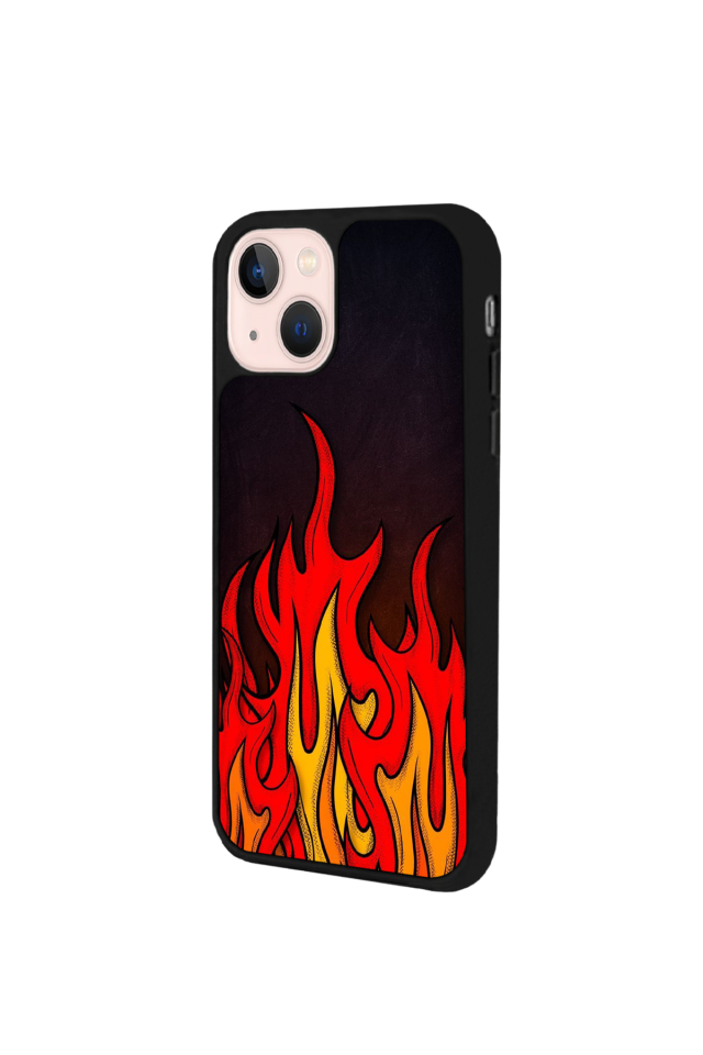 iPhone 15 Uyumlu Retro Flame Patterns Tasarımlı Glossy Premium Kılıf