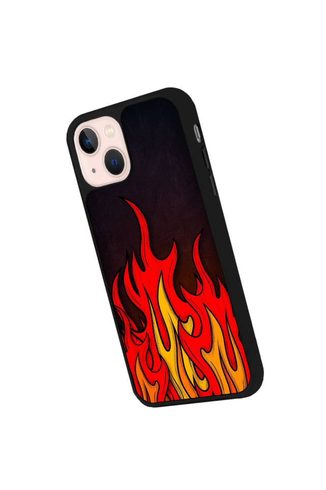 iPhone 15 Uyumlu Retro Flame Patterns Tasarımlı Glossy Premium Kılıf