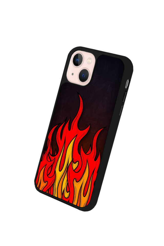 iPhone 15 Uyumlu Retro Flame Patterns Tasarımlı Glossy Premium Kılıf