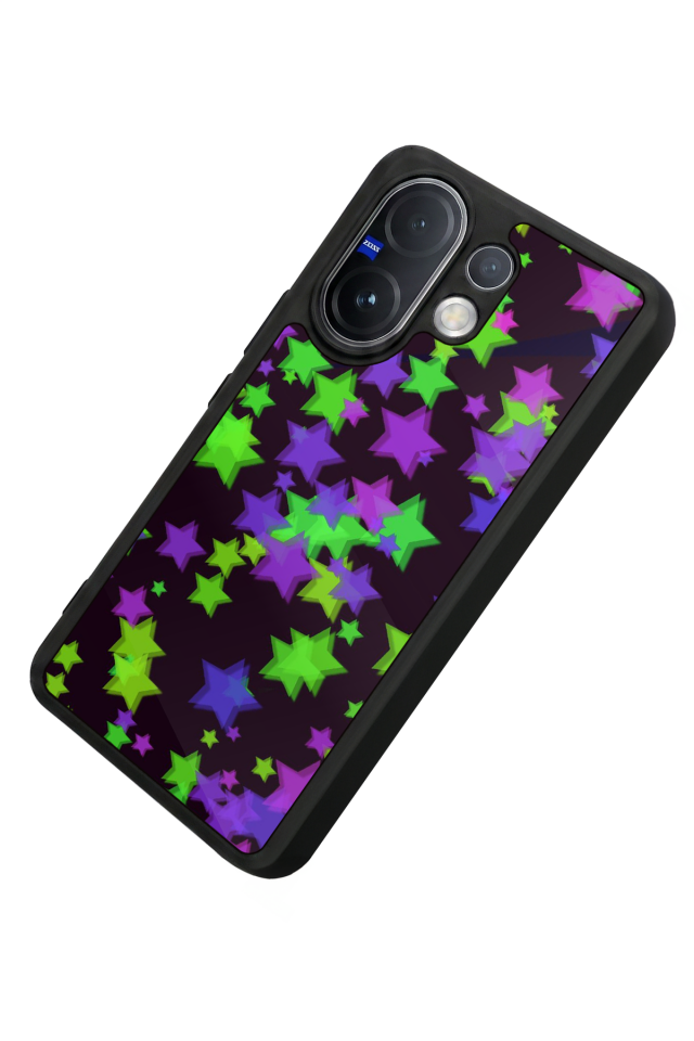 Vivo V60 Uyumlu Retro Yildizlar Tasarımlı Glossy Premium Kılıf