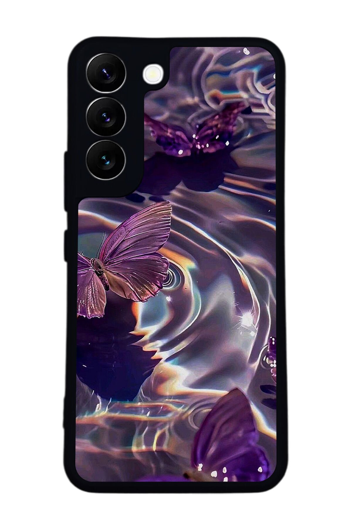 Samsung Galaxy S22 Uyumlu Kelebek Tasarımlı Glossy Premium Kılıf