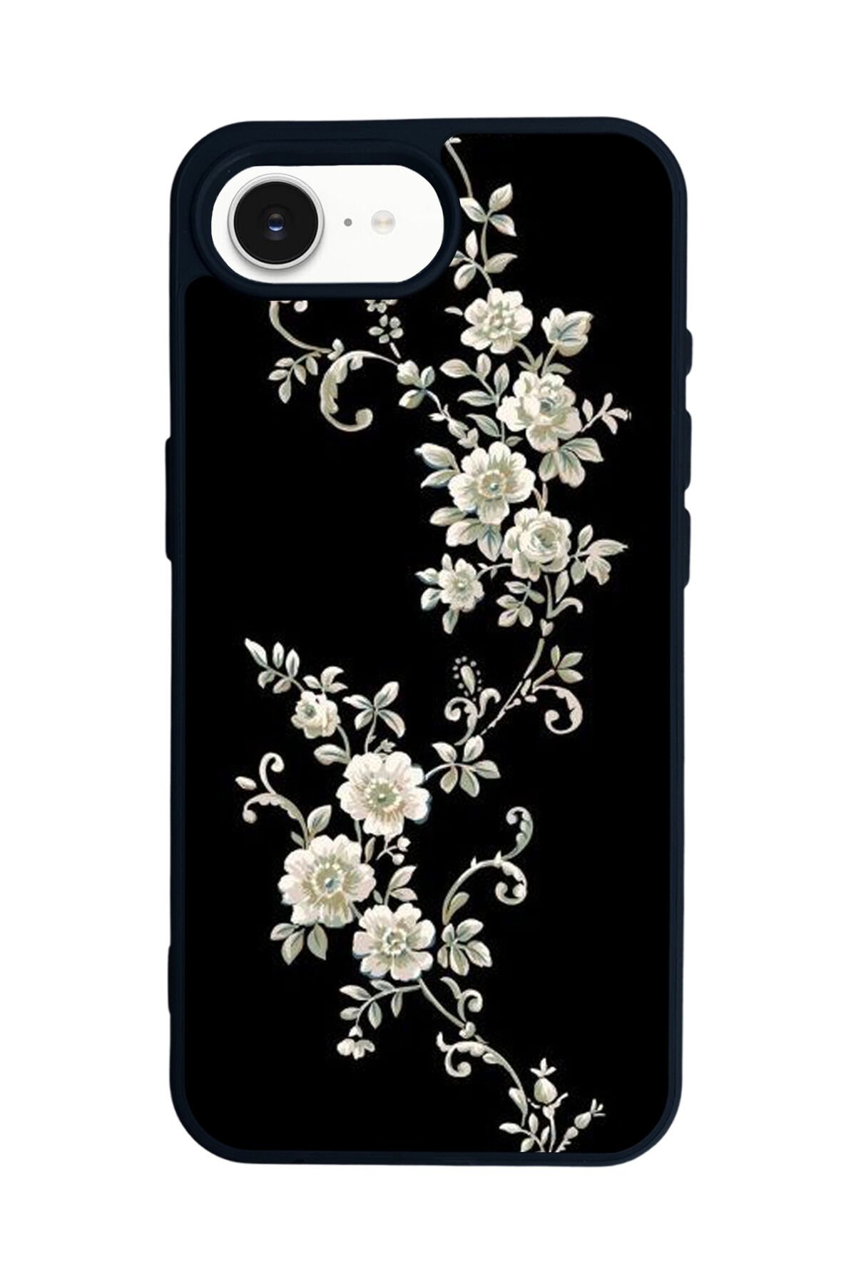 iPhone 16E Uyumlu Yaldizli Cicek Tasarımlı Glossy Premium Kılıf