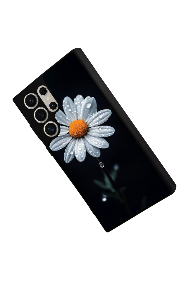 Samsung Galaxy S22 Ultra Uyumlu Papatya Tasarımlı Glossy Premium Kılıf