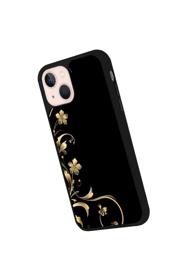 iPhone 13/14 Uyumlu Yaldizli Cicek Tasarımlı Glossy Premium Kılıf