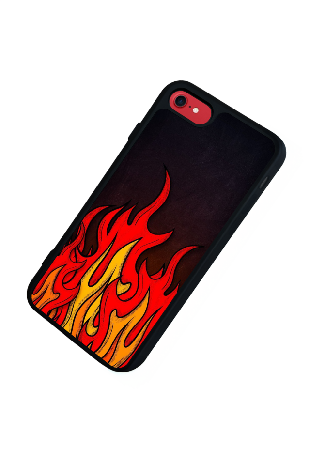 iPhone SE Uyumlu Retro Flame Patterns Tasarımlı Glossy Premium Kılıf