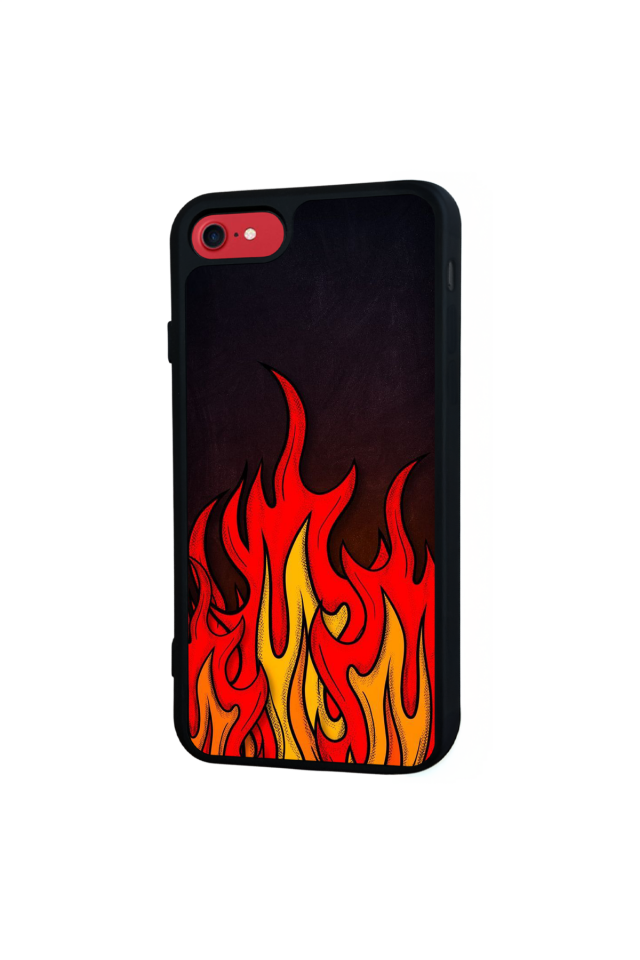 iPhone SE Uyumlu Retro Flame Patterns Tasarımlı Glossy Premium Kılıf