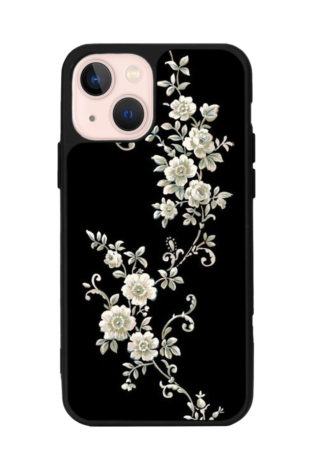 iPhone 13/14 Uyumlu Yaldizli Cicek Tasarımlı Glossy Premium Kılıf