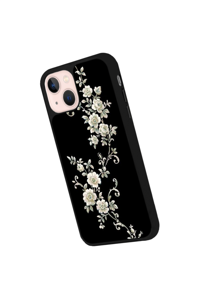 iPhone 13/14 Uyumlu Yaldizli Cicek Tasarımlı Glossy Premium Kılıf