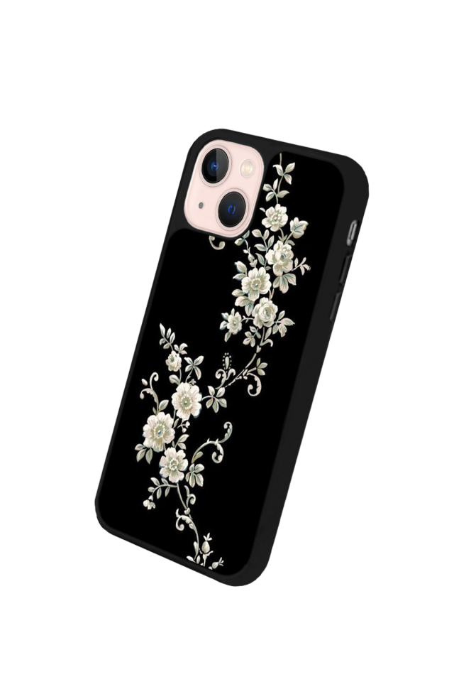 iPhone 13/14 Uyumlu Yaldizli Cicek Tasarımlı Glossy Premium Kılıf