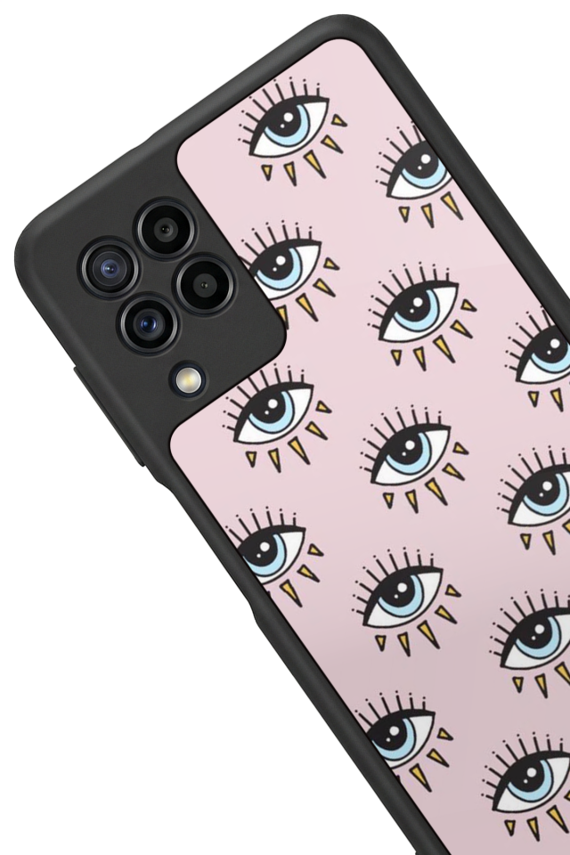 Samsung Galaxy M32 Uyumlu Göz Tasarımlı Glossy Premium Kılıf