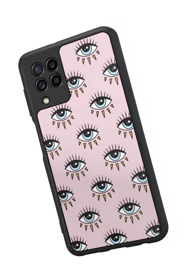 Samsung Galaxy M32 Uyumlu Göz Tasarımlı Glossy Premium Kılıf
