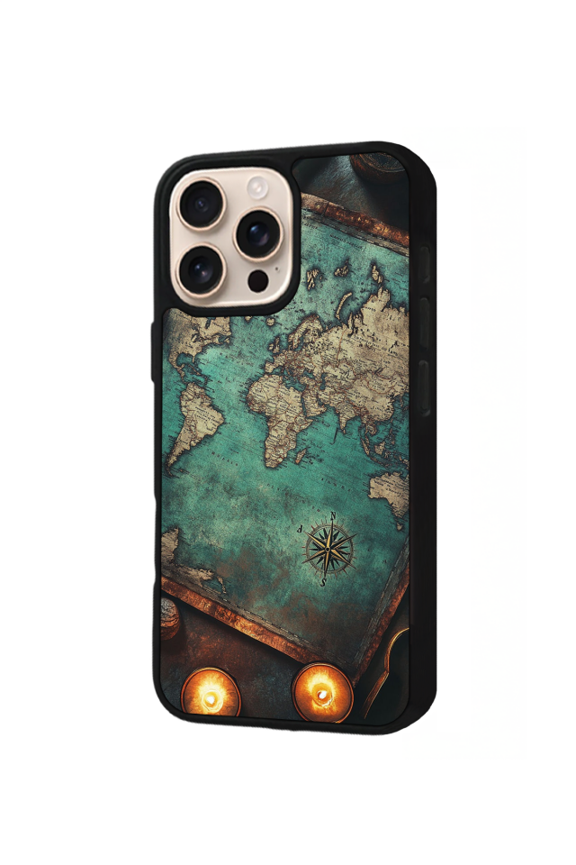 iPhone 15 Pro Max Uyumlu Harita Tasarımlı Glossy Premium Kılıf