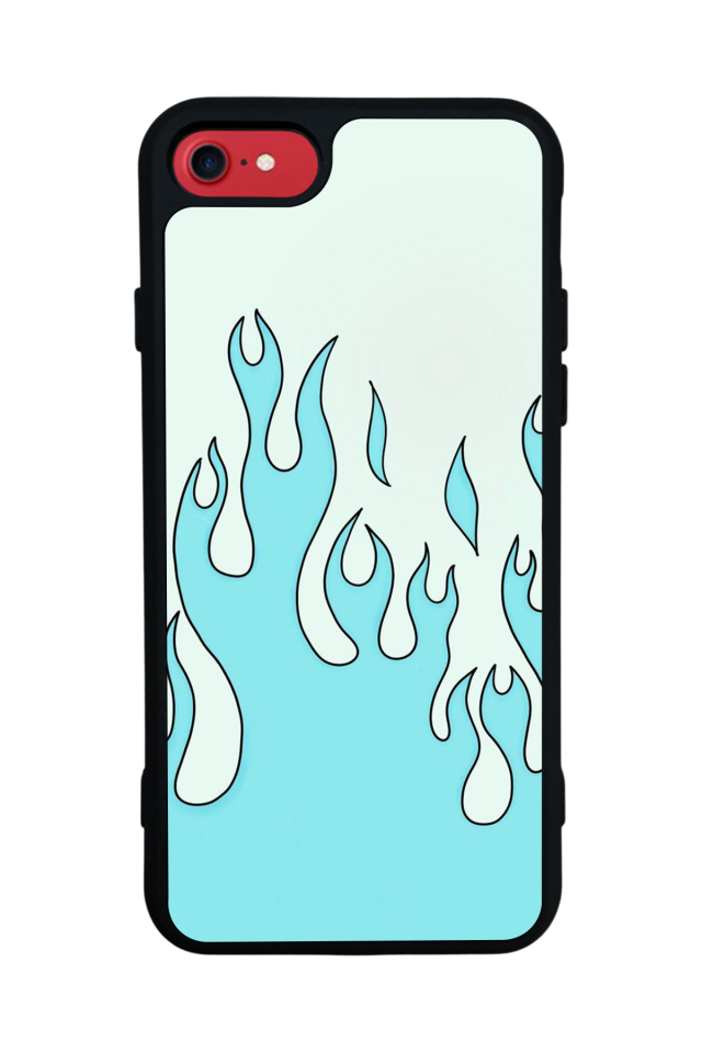 iPhone SE Uyumlu Retro Flame Patterns Tasarımlı Glossy Premium Kılıf