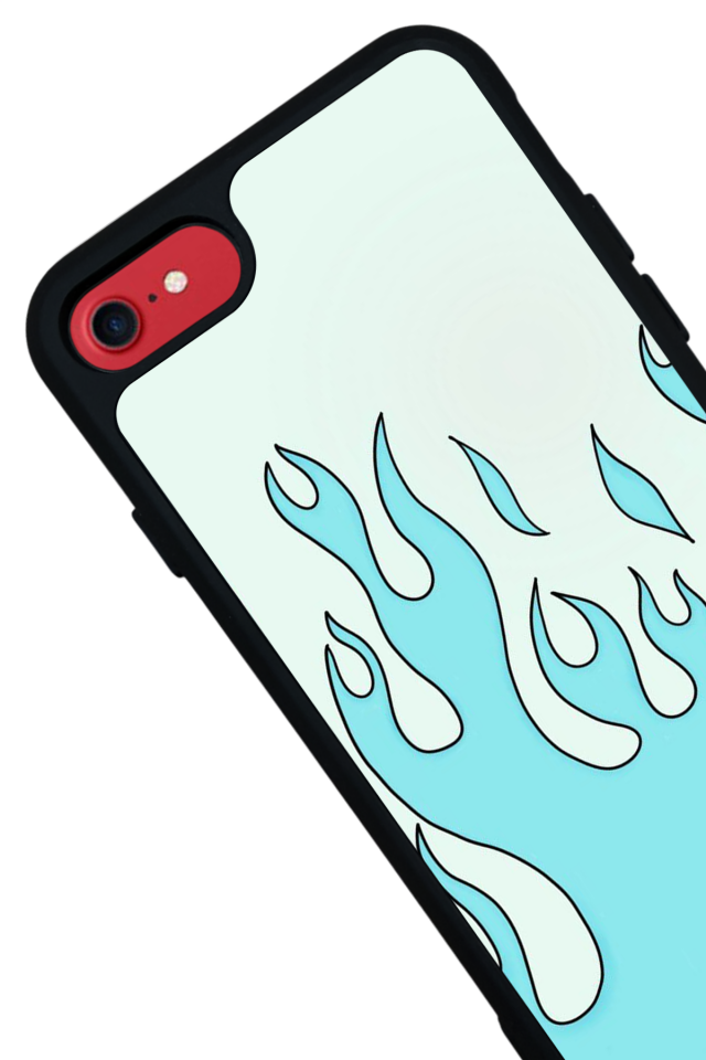 iPhone SE Uyumlu Retro Flame Patterns Tasarımlı Glossy Premium Kılıf