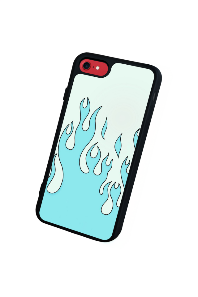 iPhone SE Uyumlu Retro Flame Patterns Tasarımlı Glossy Premium Kılıf