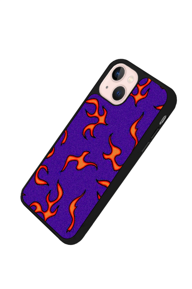 iPhone 15 Uyumlu Retro Flame Patterns Tasarımlı Glossy Premium Kılıf