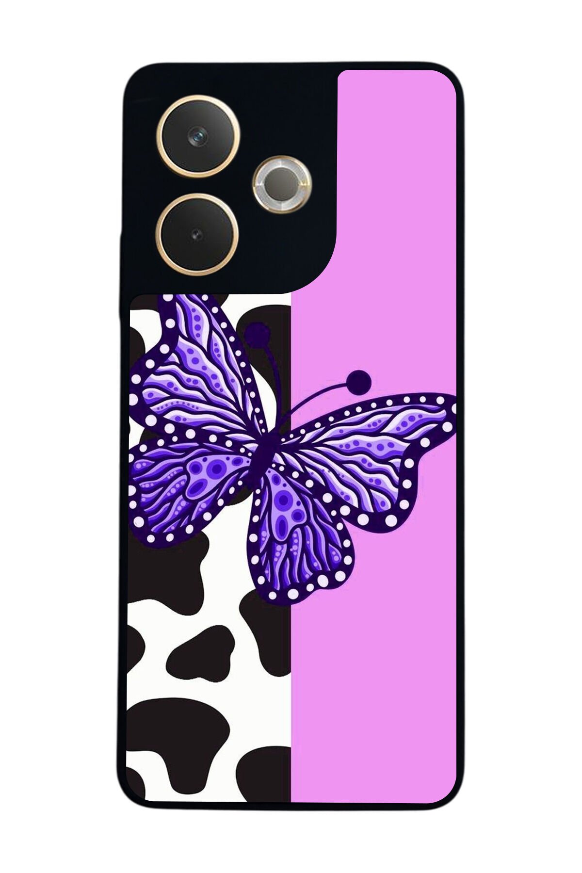 Oppo A5 Pro Uyumlu Kelebek Tasarımlı Glossy Premium Kılıf