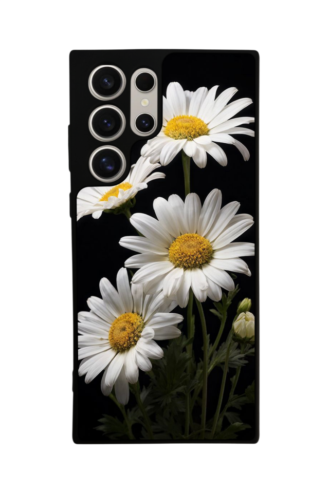 Samsung Galaxy S22 Ultra Uyumlu Papatya Tasarımlı Glossy Premium Kılıf