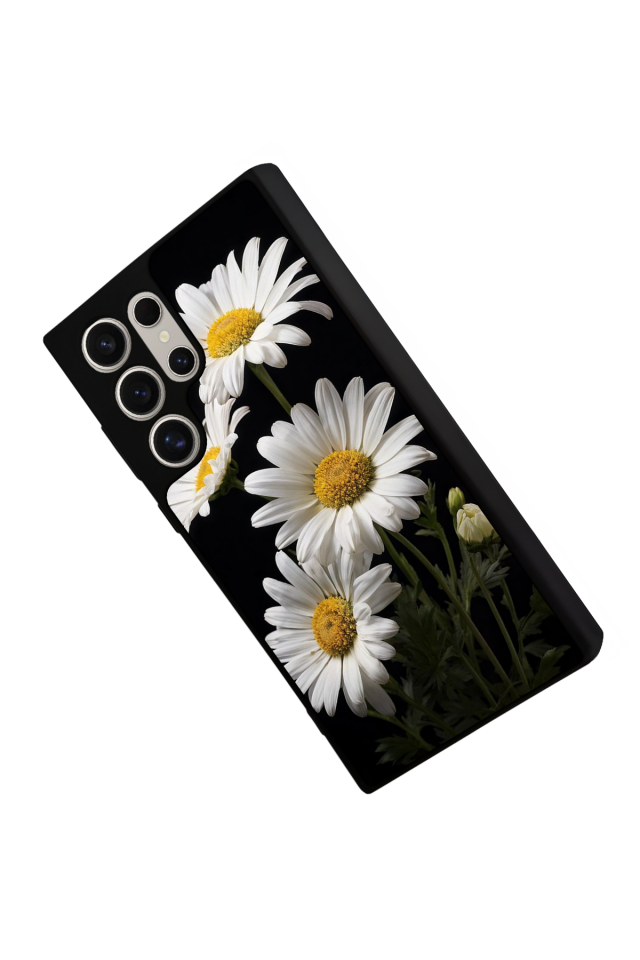 Samsung Galaxy S22 Ultra Uyumlu Papatya Tasarımlı Glossy Premium Kılıf