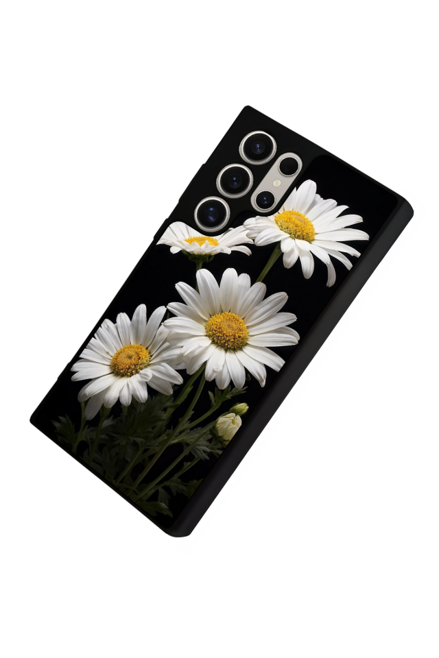 Samsung Galaxy S22 Ultra Uyumlu Papatya Tasarımlı Glossy Premium Kılıf