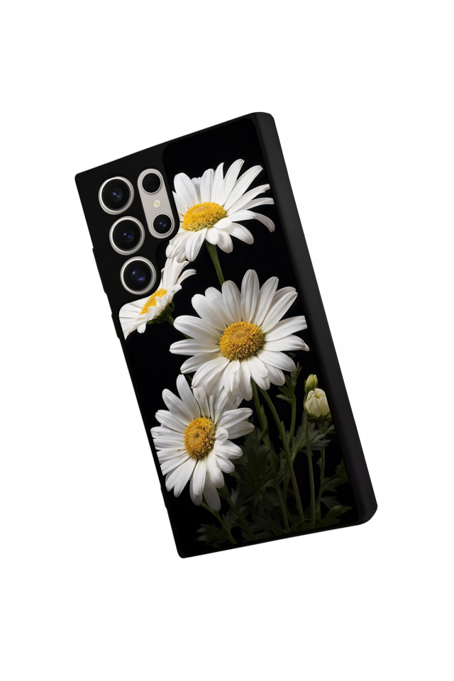 Samsung Galaxy S22 Ultra Uyumlu Papatya Tasarımlı Glossy Premium Kılıf