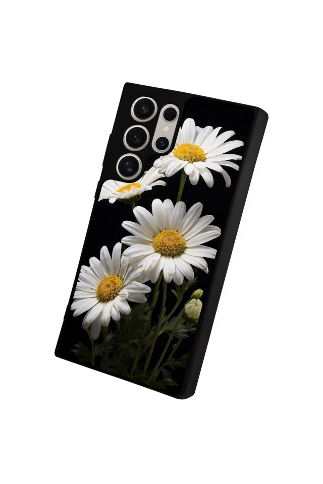 Samsung Galaxy S22 Ultra Uyumlu Papatya Tasarımlı Glossy Premium Kılıf