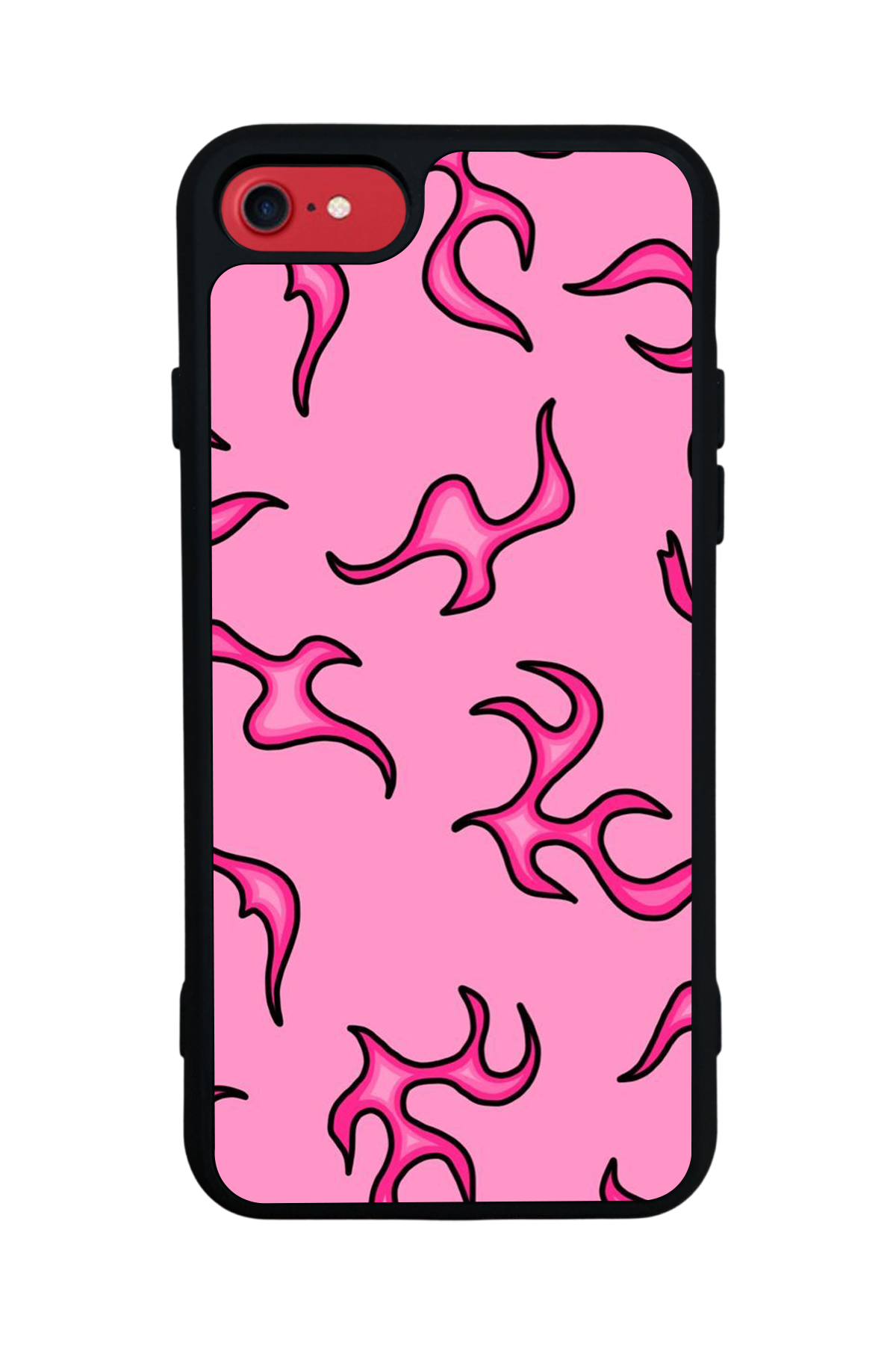 iPhone SE Uyumlu Retro Flame Patterns Tasarımlı Glossy Premium Kılıf