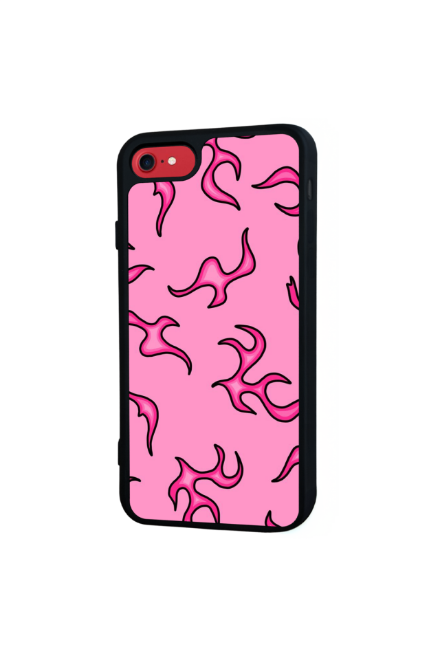 iPhone SE Uyumlu Retro Flame Patterns Tasarımlı Glossy Premium Kılıf