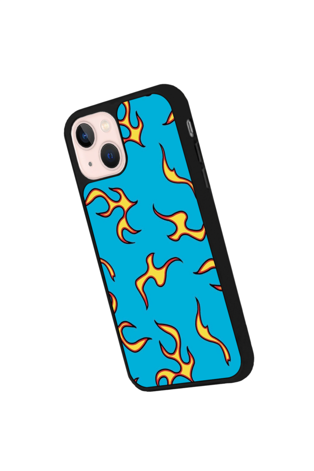 iPhone 15 Uyumlu Retro Flame Patterns Tasarımlı Glossy Premium Kılıf