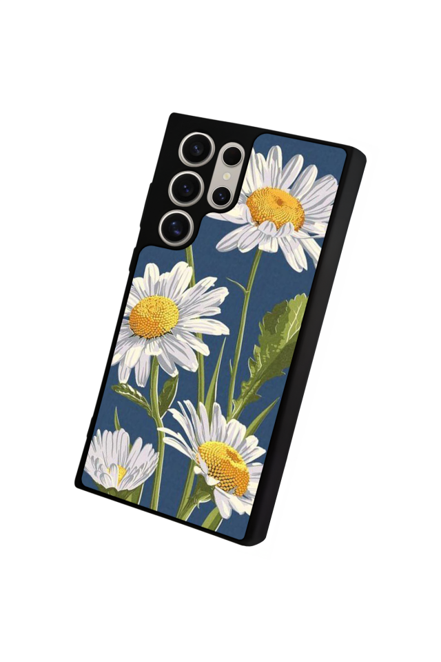 Samsung Galaxy S22 Ultra Uyumlu Papatya Tasarımlı Glossy Premium Kılıf