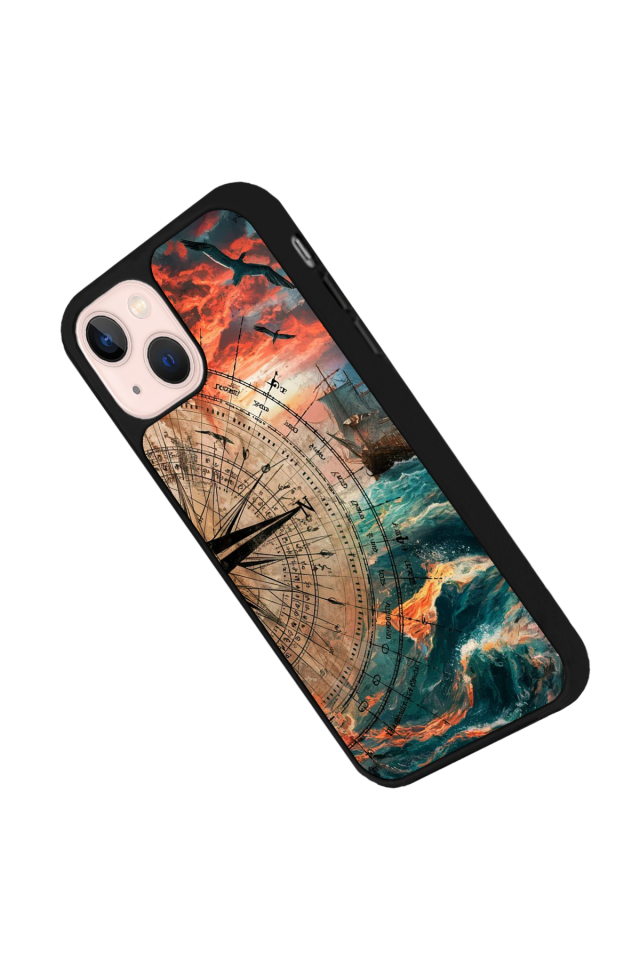 iPhone 15 Plus Uyumlu Pusula Tasarımlı Glossy Premium Kılıf