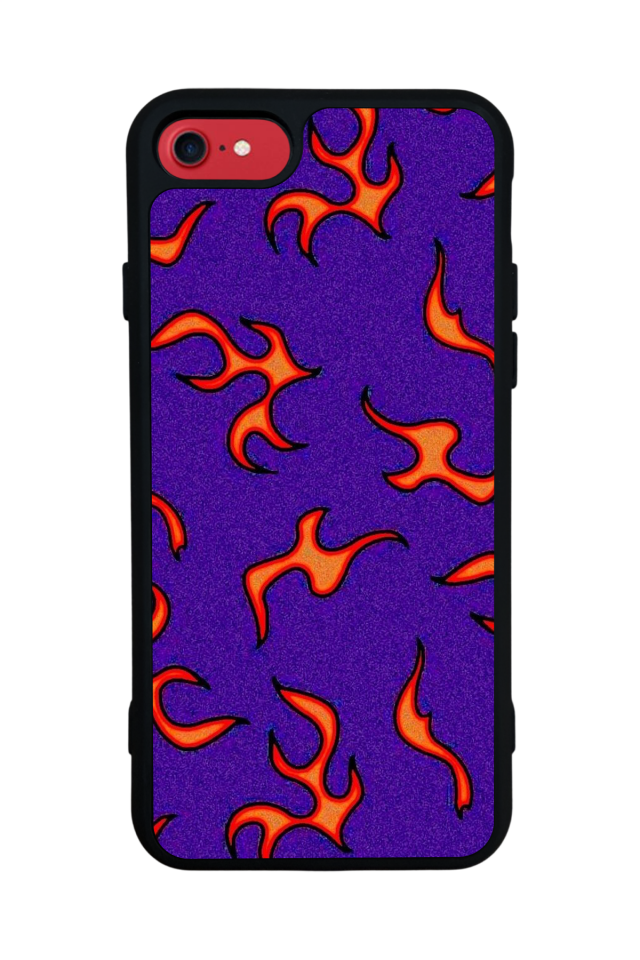 iPhone SE Uyumlu Retro Flame Patterns Tasarımlı Glossy Premium Kılıf
