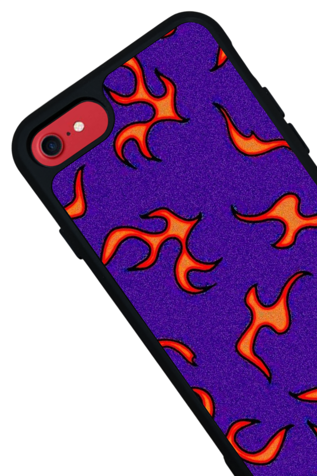 iPhone SE Uyumlu Retro Flame Patterns Tasarımlı Glossy Premium Kılıf