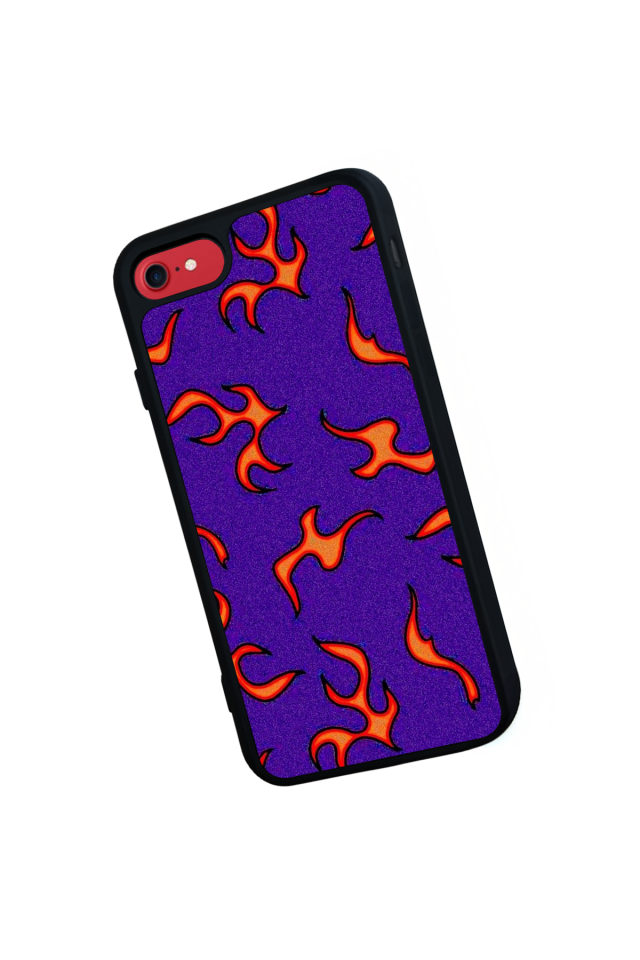 iPhone SE Uyumlu Retro Flame Patterns Tasarımlı Glossy Premium Kılıf