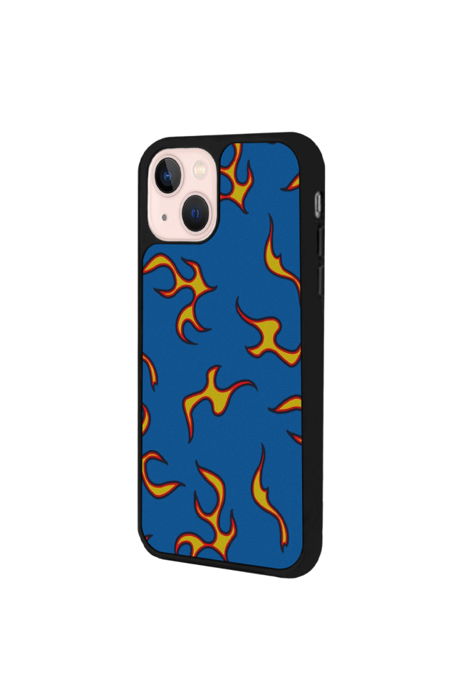 iPhone 15 Uyumlu Retro Flame Patterns Tasarımlı Glossy Premium Kılıf